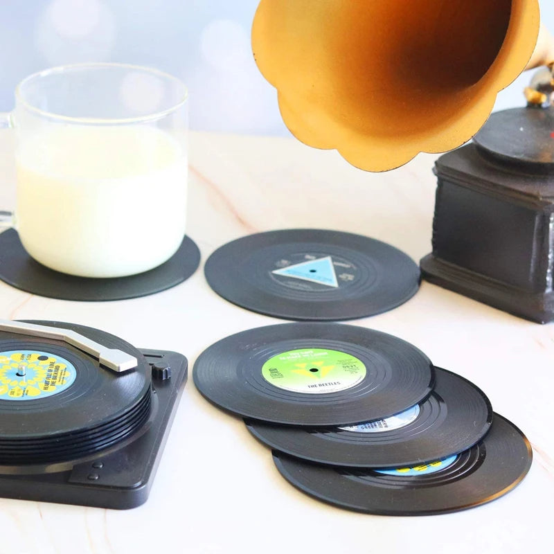 "🎶 Keep Your Table Stylish with 2022 Newest Retro Vinyl Record Coasters! 🎶 #VinylRecord #Coasters #HomeDecor"