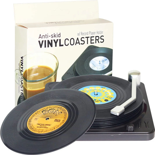 "🎶 Keep Your Table Stylish with 2022 Newest Retro Vinyl Record Coasters! 🎶 #VinylRecord #Coasters #HomeDecor"