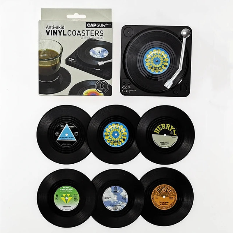 "🎶 Keep Your Table Stylish with 2022 Newest Retro Vinyl Record Coasters! 🎶 #VinylRecord #Coasters #HomeDecor"