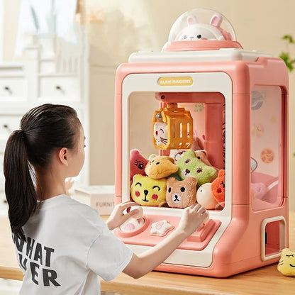 Mini Cartoon Coin-Operated Claw Crane Machine: Fun Toy for Kids with Lights and Music!