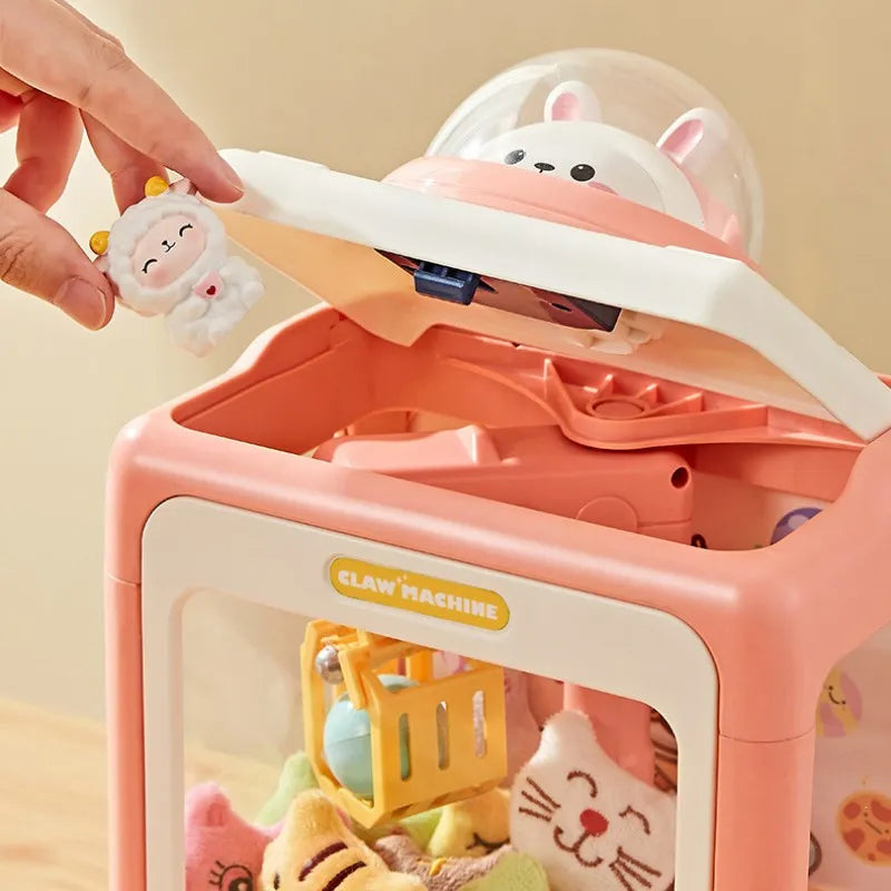 Mini Cartoon Coin-Operated Claw Crane Machine: Fun Toy for Kids with Lights and Music!