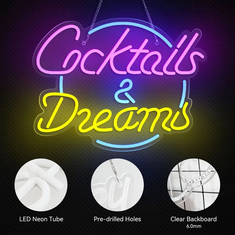 🍹✨ Cocktails & Beer LED Neon Sign - Perfect for Bars, Clubs, and Parties! 🎉