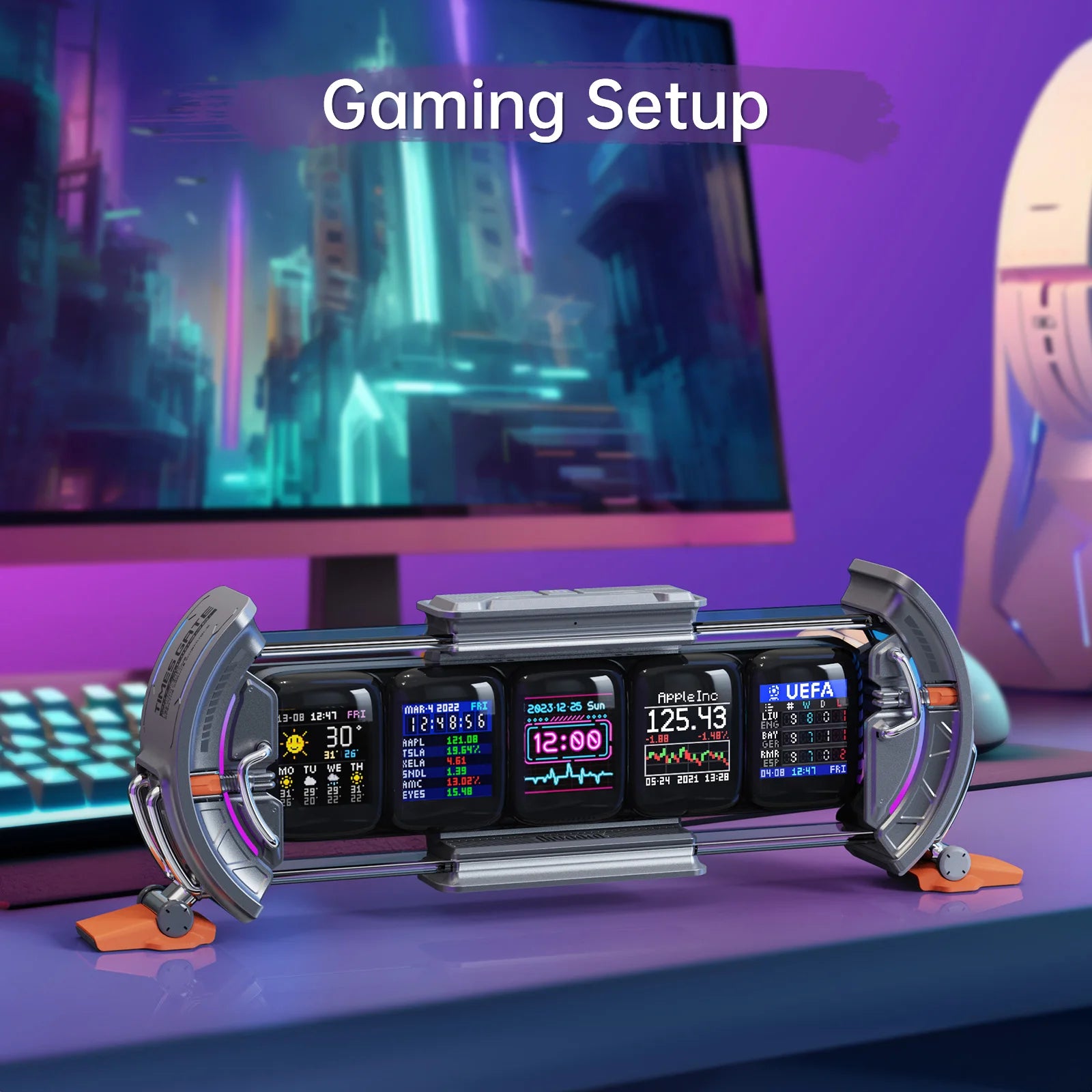 Times Gate Gaming Setup Digital Clock with Smart APP Control, WiFi Connectivity, and RGB LED Display