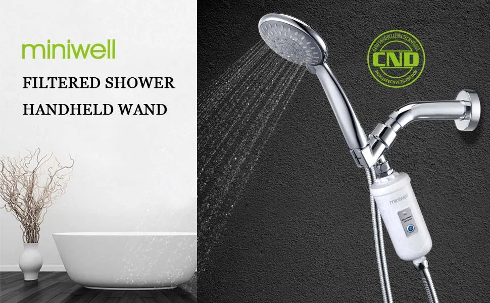 AquaPure Lux Miniwell High Output Revitalizing Shower Filter - Reduces Dry Skin, Dandruff, and Eczema for Healthier Skin and Hair