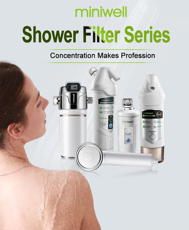 AquaPure Lux Miniwell High Output Revitalizing Shower Filter - Reduces Dry Skin, Dandruff, and Eczema for Healthier Skin and Hair