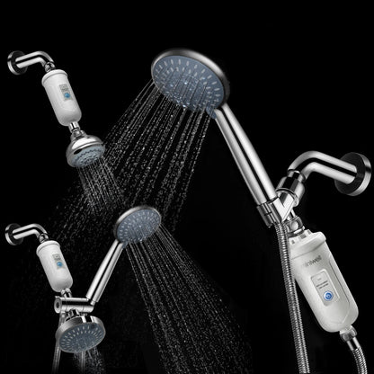 AquaPure Lux Miniwell High Output Revitalizing Shower Filter - Reduces Dry Skin, Dandruff, and Eczema for Healthier Skin and Hair