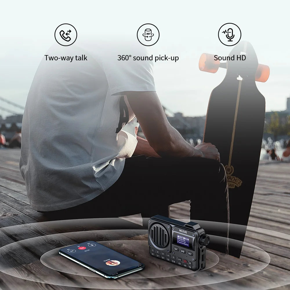 Super-Portable Bluetooth Speaker with FM Radio and Multiple Playback Options