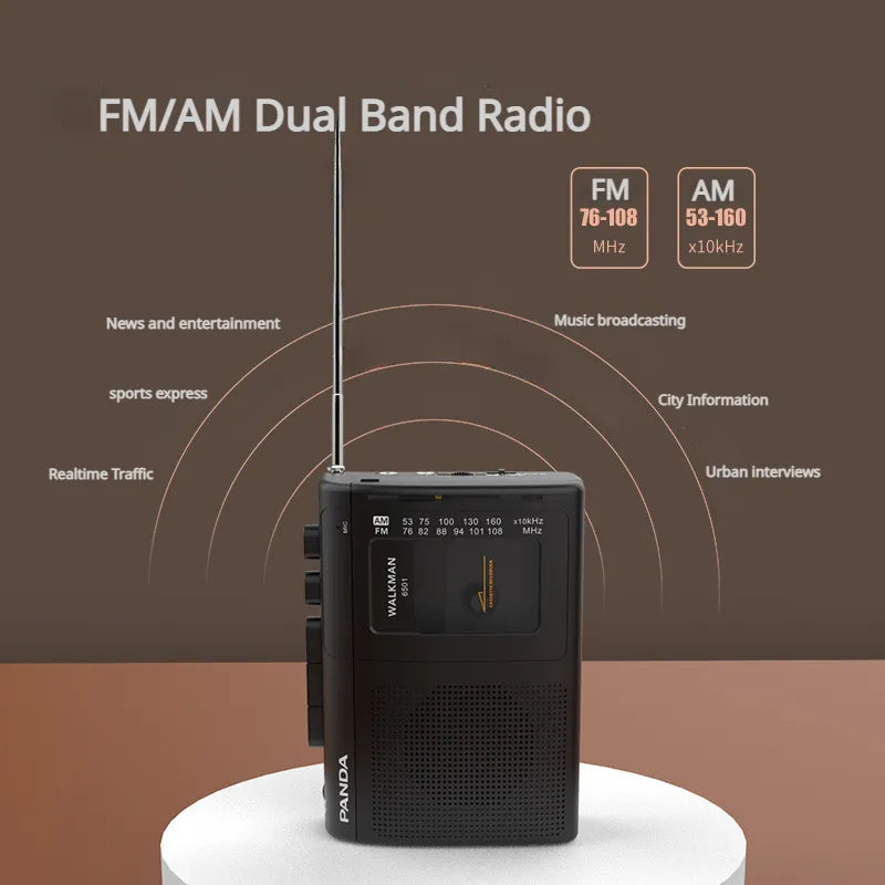 Portable Retro Cassette Player with AM/FM Radio