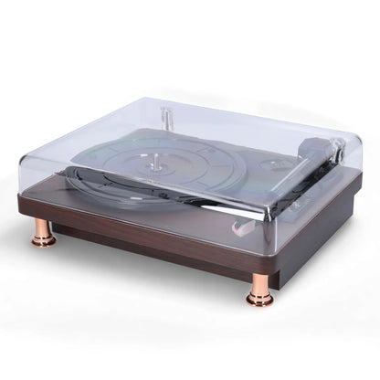 Classic Nostalgic Style Vinyl Record Player with Dustproof Cover and 33/45/78RPM Turntables