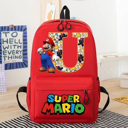 Personalized Super Mario Bros School Bag | Custom Initial Backpack for Kids - Intelli Monde