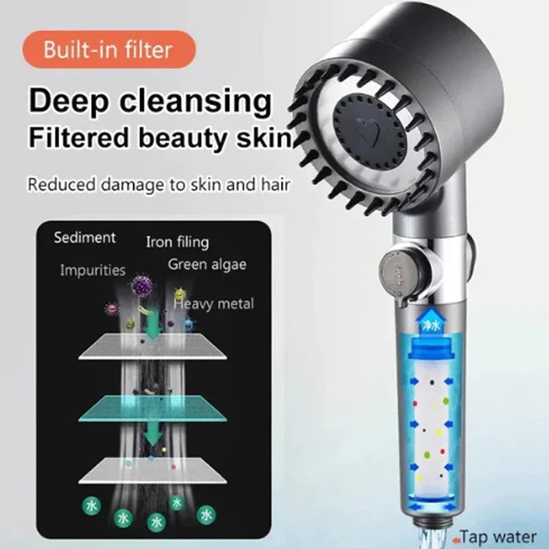 Aqua Pure-Lux 4 Modes Shower Head With Filter Element