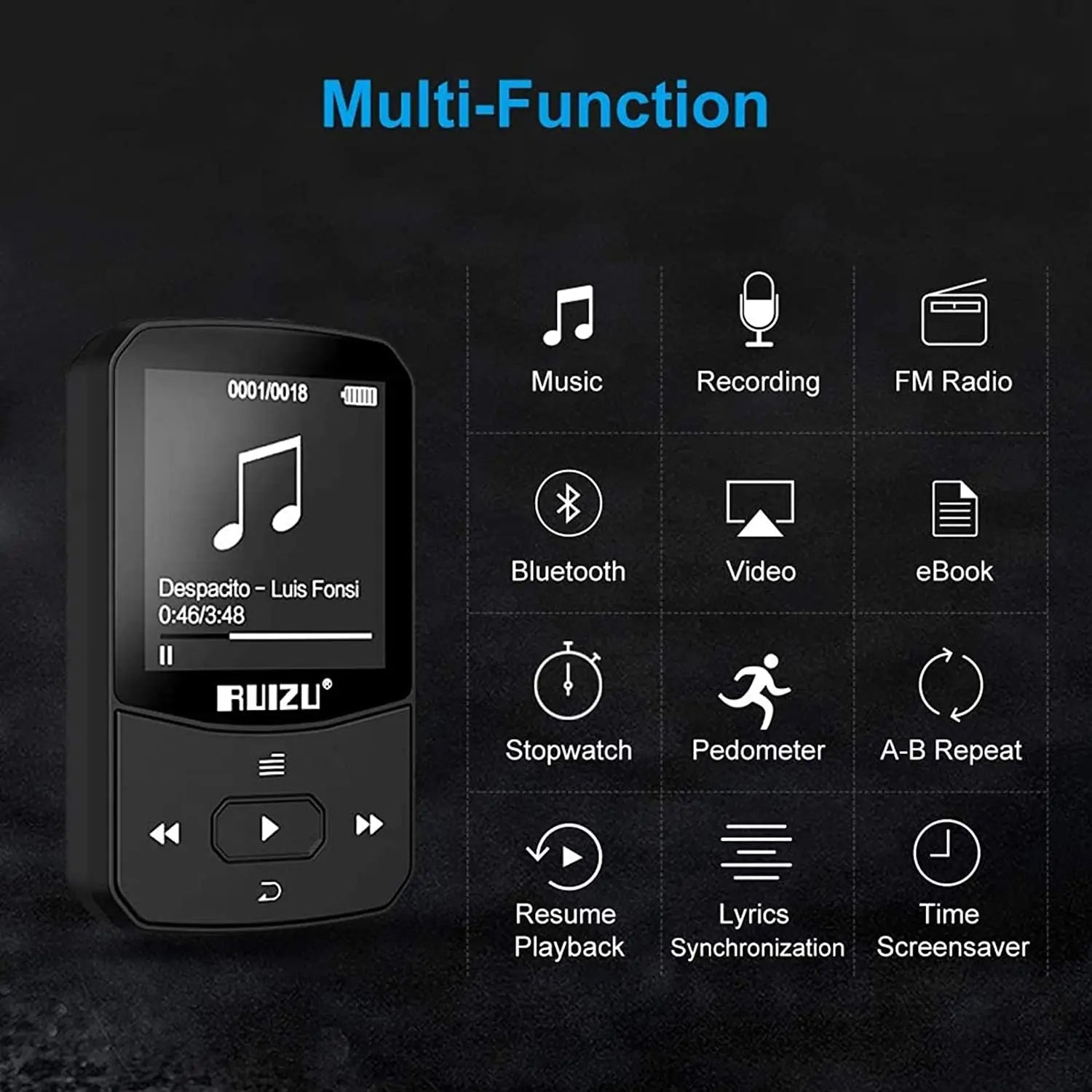 Retro Inspired 90s style Bluetooth MP3 Player with Clip - Intelli Monde