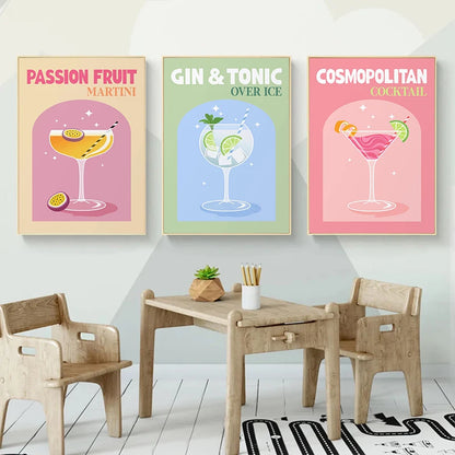 Retro Insipired Cocktail Posters Wall Decor - Intelli Monde