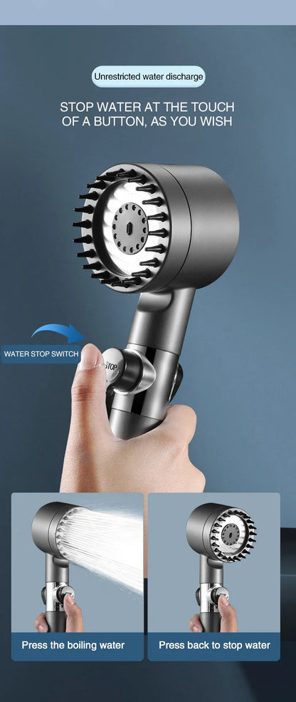 AquaPure Lux High-Pressure 3-Mode Shower Head (only) with Massage Brush Filter