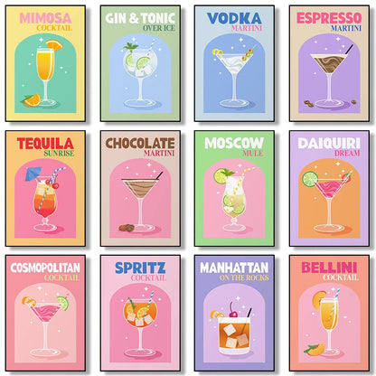 Retro Insipired Cocktail Posters Wall Decor - Intelli Monde