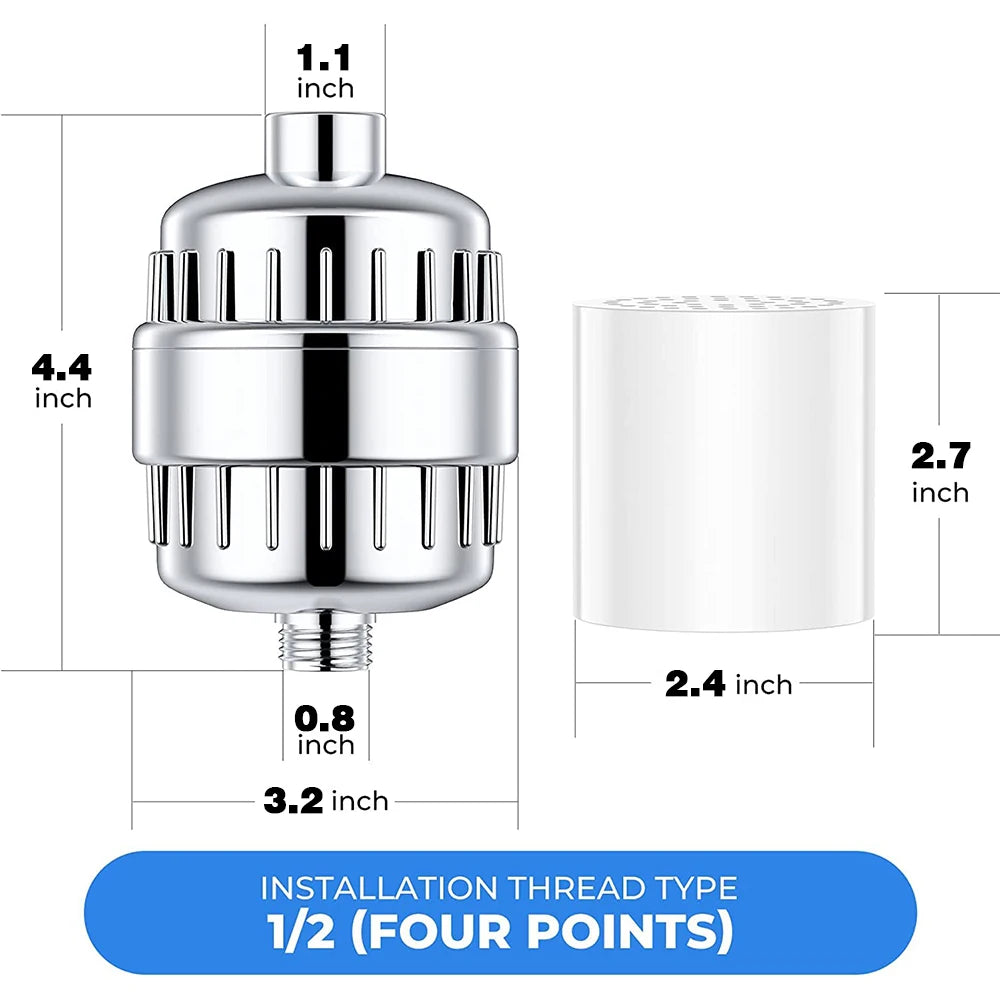 AquaPure Lux 20-Stage High Output Shower Head Filter - Ultimate Water Softener for Chlorine, Fluoride, and Heavy Metal Removal