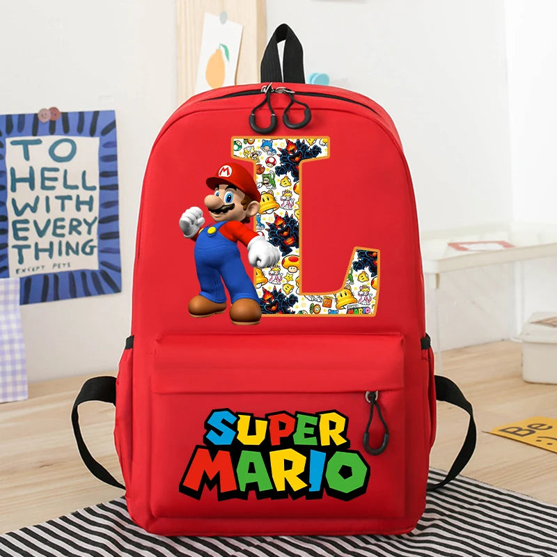 Personalized Super Mario Bros School Bag | Custom Initial Backpack for Kids - Intelli Monde