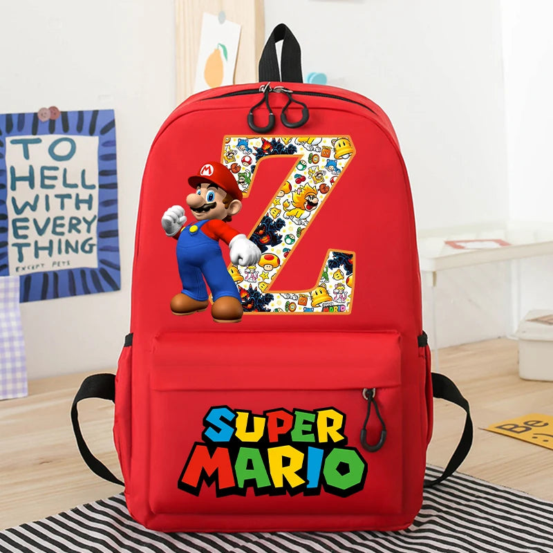 Personalized Super Mario Bros School Bag | Custom Initial Backpack for Kids - Intelli Monde