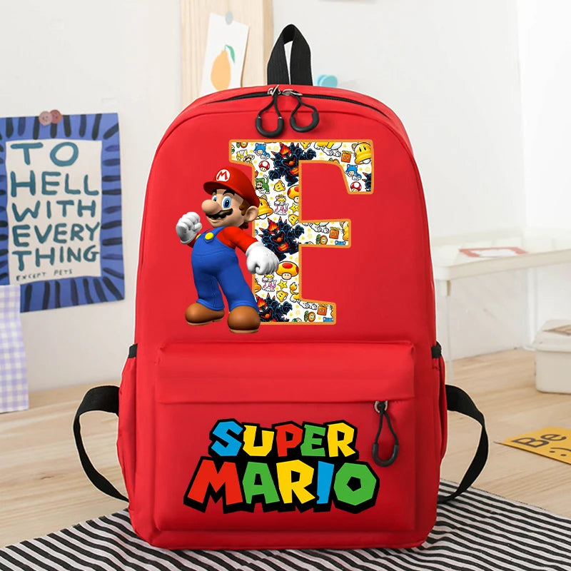 Personalized Super Mario Bros School Bag | Custom Initial Backpack for Kids - Intelli Monde