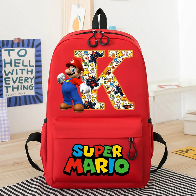 Personalized Super Mario Bros School Bag | Custom Initial Backpack for Kids - Intelli Monde