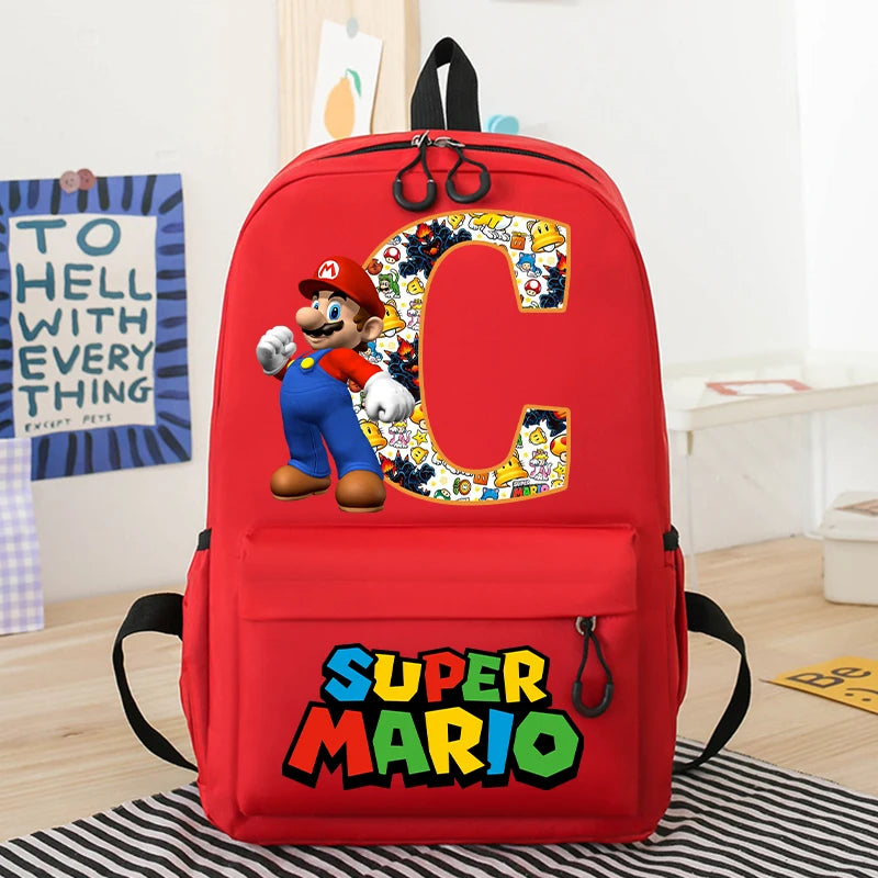 Personalized Super Mario Bros School Bag | Custom Initial Backpack for Kids - Intelli Monde