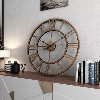 Vintage Inspired Large Vintage Metal Wall Clock Metal - Intelli Monde