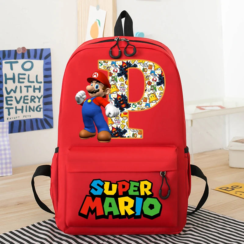 Personalized Super Mario Bros School Bag | Custom Initial Backpack for Kids - Intelli Monde