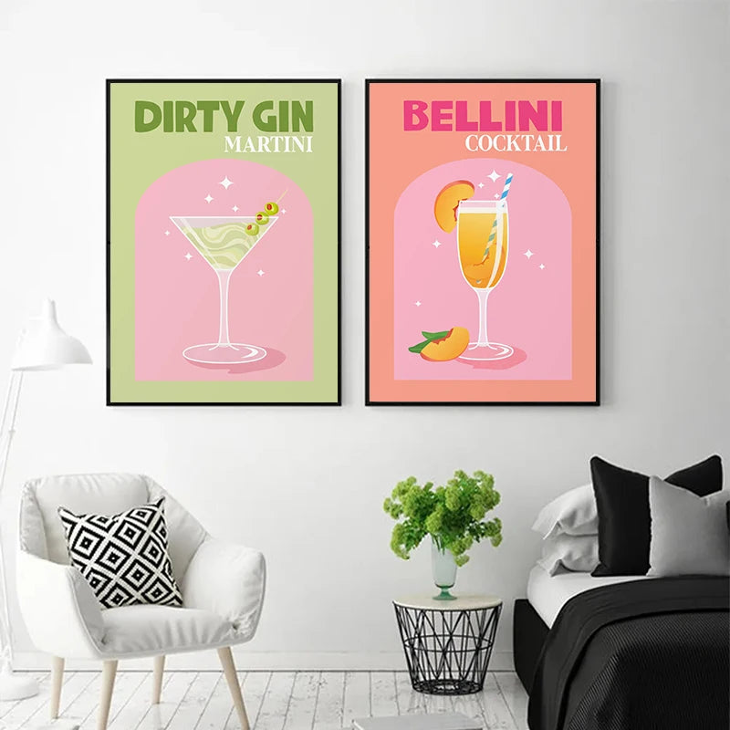 Retro Insipired Cocktail Posters Wall Decor - Intelli Monde