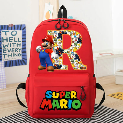 Personalized Super Mario Bros School Bag | Custom Initial Backpack for Kids - Intelli Monde