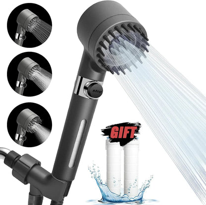 AquaPure Lux High-Pressure 3-Mode Shower Head (only) with Massage Brush Filter