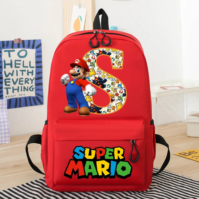 Personalized Super Mario Bros School Bag | Custom Initial Backpack for Kids - Intelli Monde