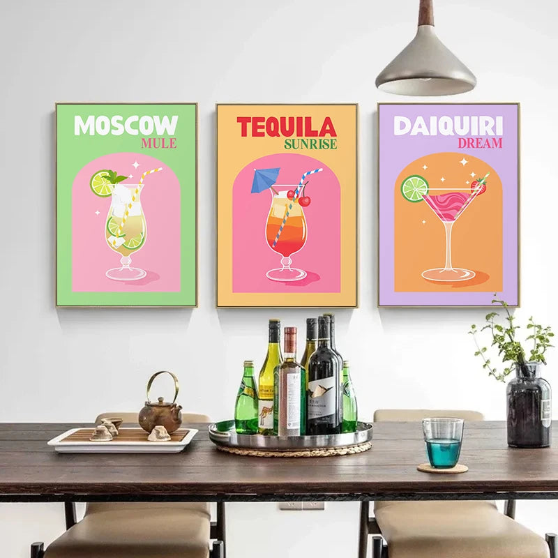 Retro Insipired Cocktail Posters Wall Decor - Intelli Monde