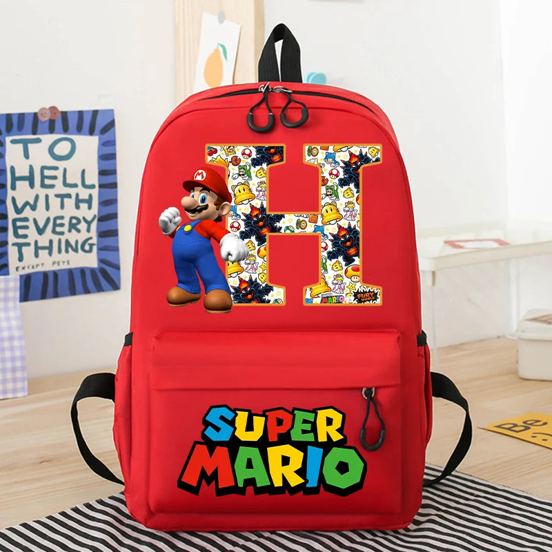 Personalized Super Mario Bros School Bag | Custom Initial Backpack for Kids - Intelli Monde