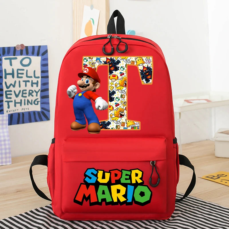 Personalized Super Mario Bros School Bag | Custom Initial Backpack for Kids - Intelli Monde