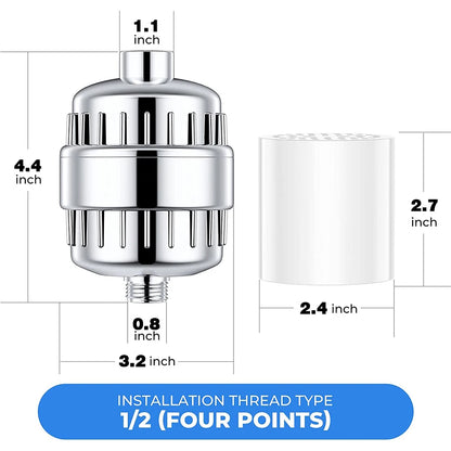 AquaPure Lux 20-Stage High Output Shower Head Filter - Ultimate Water Softener for Chlorine, Fluoride, and Heavy Metal Removal