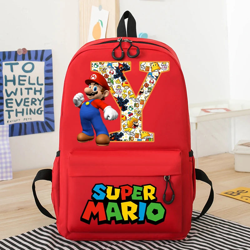 Personalized Super Mario Bros School Bag | Custom Initial Backpack for Kids - Intelli Monde