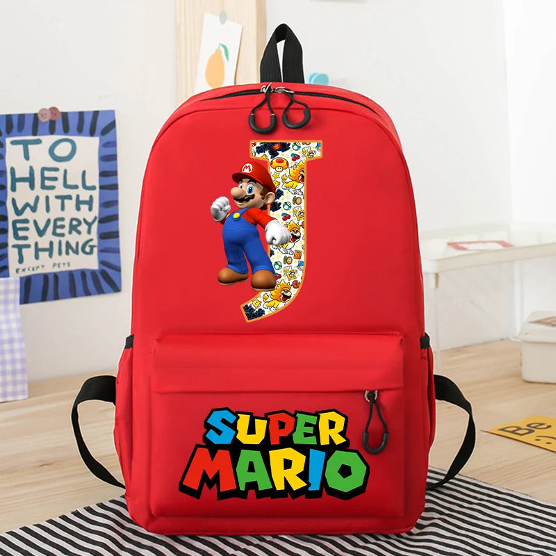 Personalized Super Mario Bros School Bag | Custom Initial Backpack for Kids - Intelli Monde