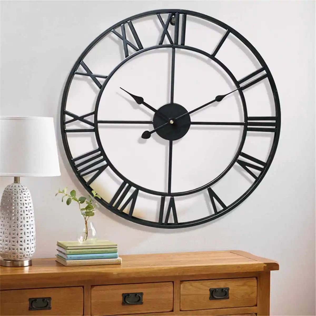 Vintage Inspired Large Vintage Metal Wall Clock Metal - Intelli Monde