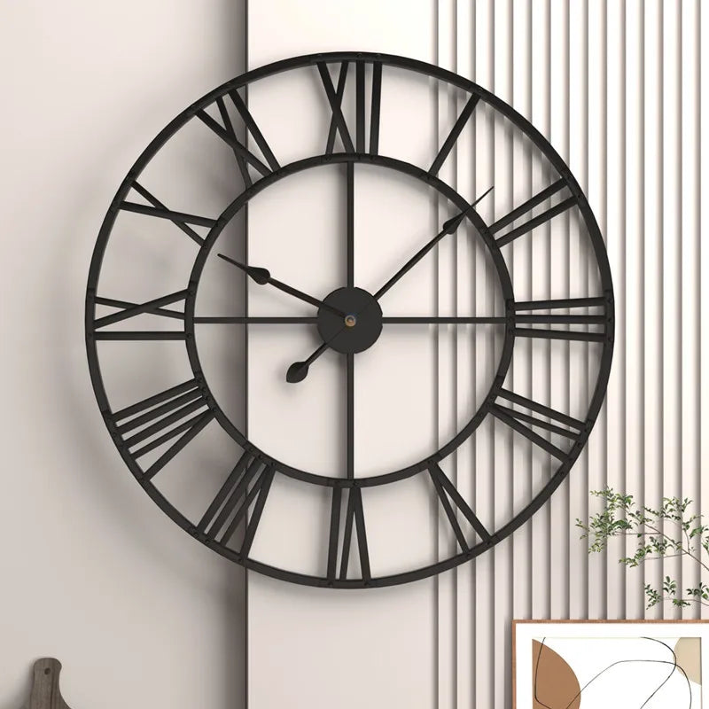 Vintage Inspired Large Vintage Metal Wall Clock Metal - Intelli Monde