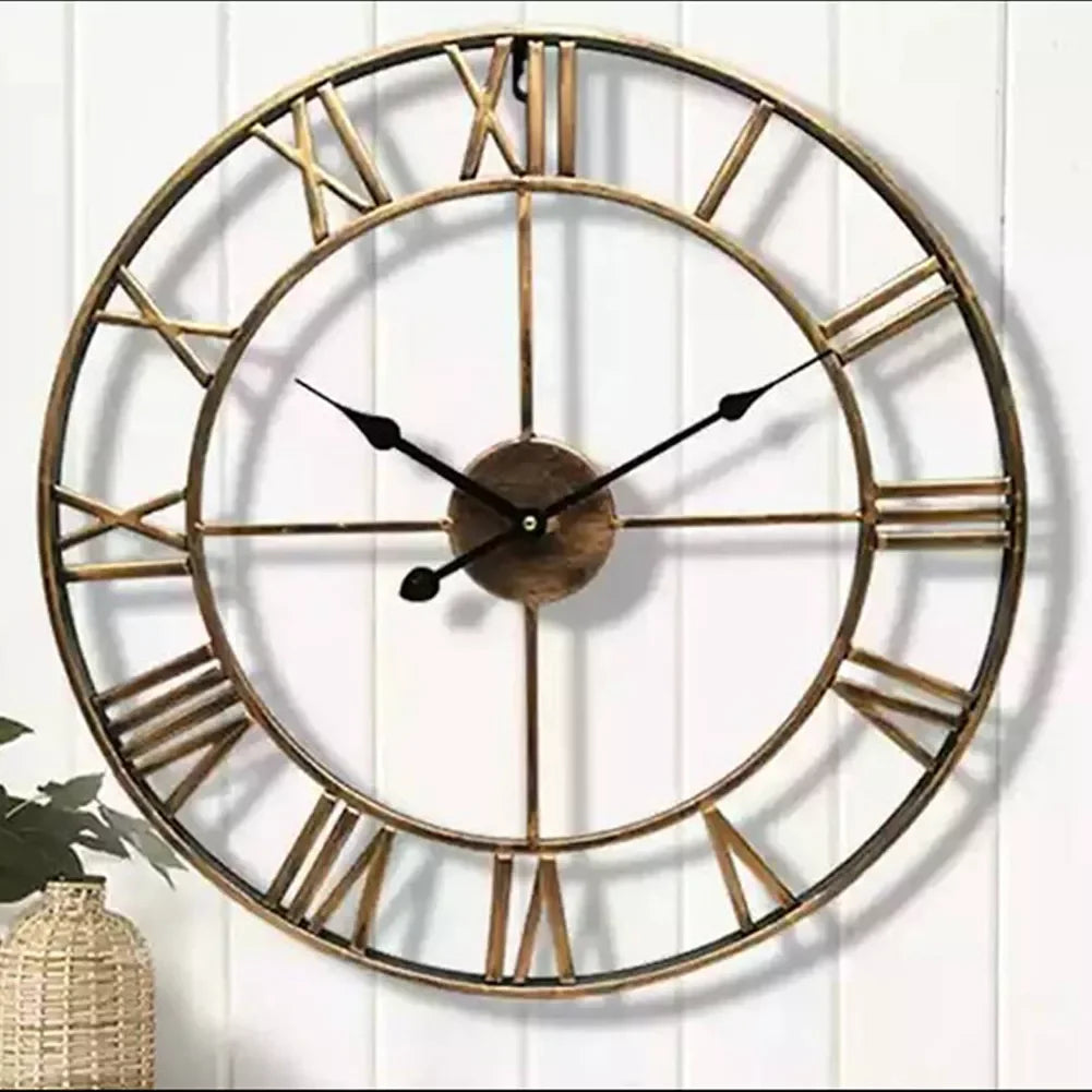 Vintage Inspired Large Vintage Metal Wall Clock Metal - Intelli Monde