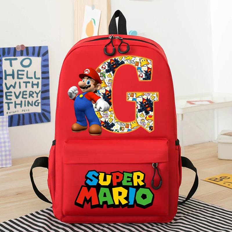 Personalized Super Mario Bros School Bag | Custom Initial Backpack for Kids - Intelli Monde