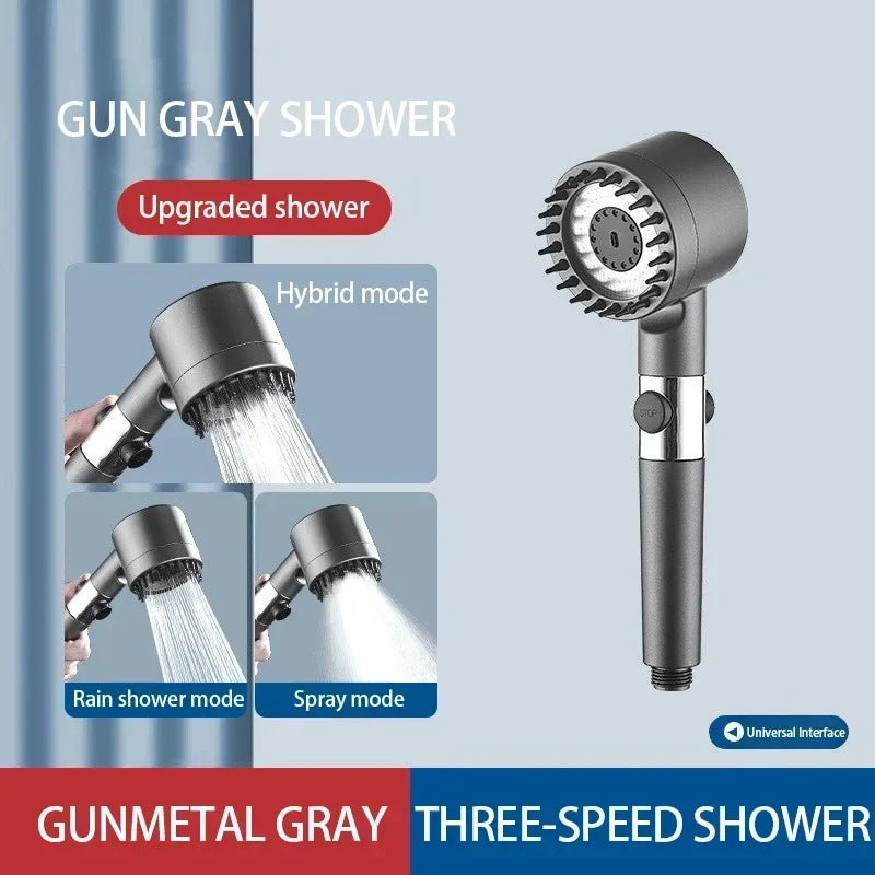 AquaPure Lux High-Pressure 3-Mode Shower Head (only) with Massage Brush Filter